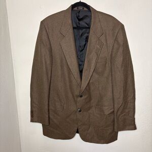Men's Brown Houndstooth Blazer - Classic Tailored Jacket 44L